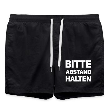 Bitte Abstand Halten Corona Krise Hinweis - Badeshorts - Schwarz - Vorne - AI Model Male 185 light (185cm)