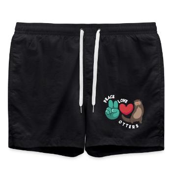 Seeotter Cartoon Frieden Liebe - Badeshorts - Schwarz - Vorne - AI Model Male 185 light (185cm)