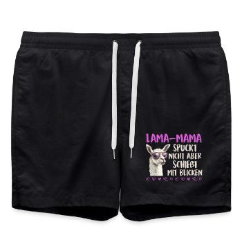 Soon mom LLAMA MOM DOESN'T SPIT LOOKS - Swim Trunks - black - Front - AI Model Male 185 light (185cm)