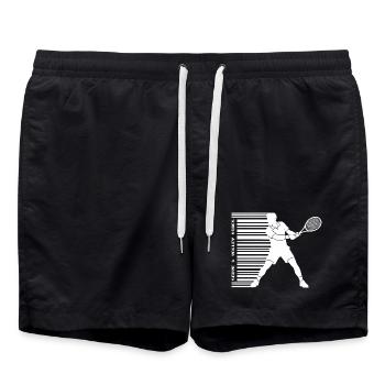 Tennis Silhouette Hoodie shirt barcode hell - Badeshorts - Schwarz - Vorne - AI Model Male 185 light (185cm)