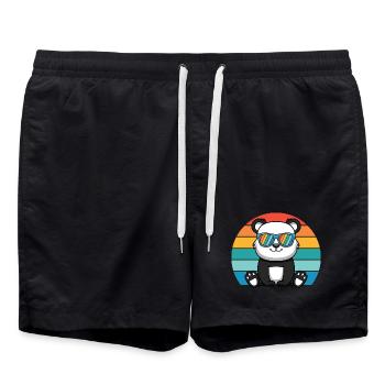Asiatique Panda Ours Lunettes de Soleil Rétro Panda - Short de bain - noir - Devant - AI Model Male 185 light (185cm)
