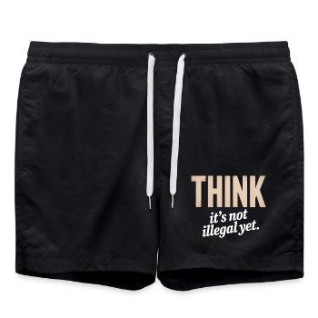 Think, It's not illegal yet - Funny Quote T-Shirt - Badeshorts - Schwarz - Vorne - AI Model Male 185 light (185cm)