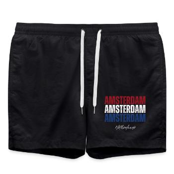 Amsterdam Pays-Bas, j’adore les Pays-Bas - Short de bain - noir - Devant - AI Model Male 185 light (185cm)