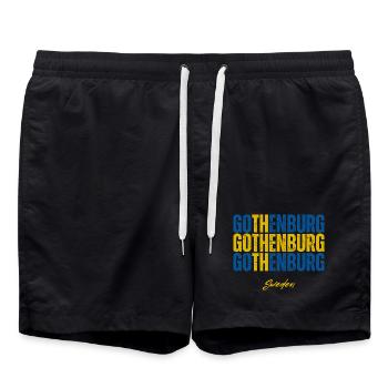 Göteborg, Suède, j’adore la Suède - Short de bain - noir - Devant - AI Model Male 185 light (185cm)