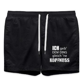 Ich geb dem Ding gleich ne Kopfnuss - Badeshorts - Schwarz - Vorne - AI Model Male 185 light (185cm)