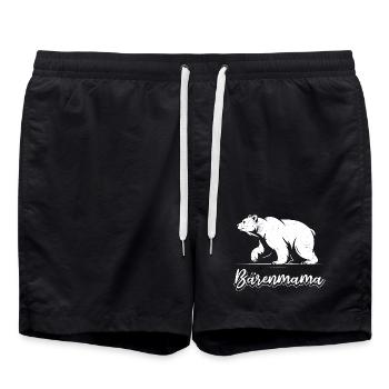 Werdende Mutter BÄRENMAMA Bald Mama Lustiges - Badeshorts - Schwarz - Vorne - AI Model Male 185 light (185cm)