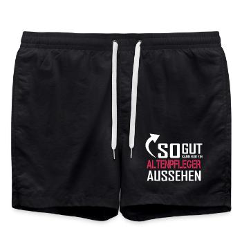 Only a geriatric nurse can look so good - Swim Trunks - black - Front - AI Model Male 185 light (185cm)