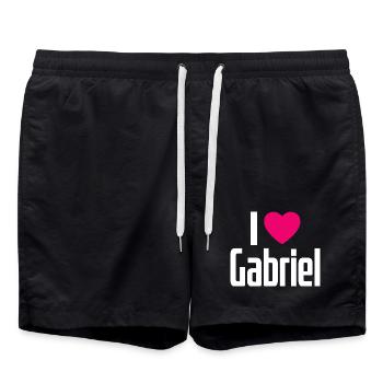 I Love Gabriel Pink Heart I Love Gabriel - Swim Trunks - black - Front - AI Model Male 185 light (185cm)
