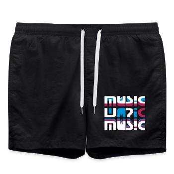 3D Music Lettering with Stars - Swim Trunks - black - Front - AI Model Male 185 light (185cm)