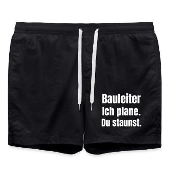 Bauleiter Ich Plane Du Staunst - Badeshorts - Schwarz - Vorne - AI Model Male 185 light (185cm)