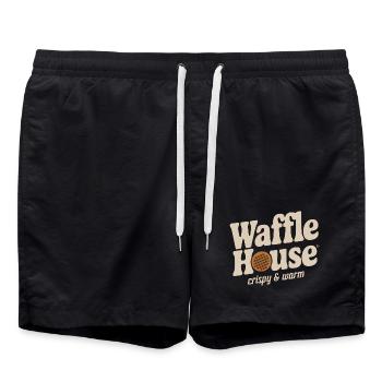 Waffle House – Crispy & Warm - Swim Trunks - black - Front - AI Model Male 185 light (185cm)