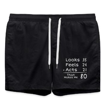 80 ans Anniversaire Humoristique | 80e Anniversair - Short de bain - noir - Devant - AI Model Male 185 light (185cm)
