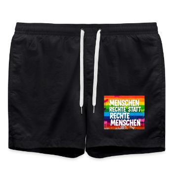 Human Rights Instead of Right-Wing People Statement - Swim Trunks - black - Front - AI Model Male 185 light (185cm)