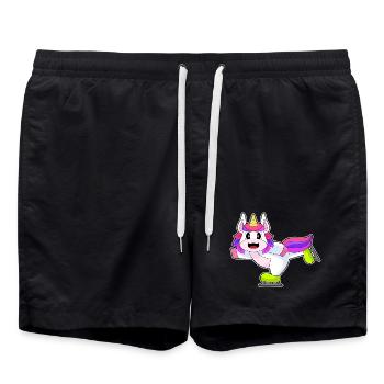 Einhorn Eislaufen Schlittschuhe Wintersport - Swim Trunks - black - Front - AI Model Male 185 light (185cm)