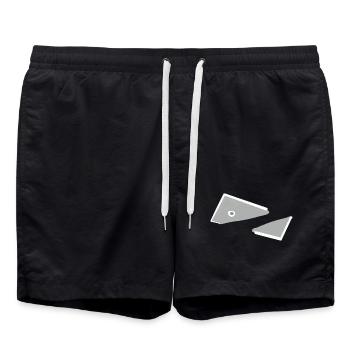 Abstract Fish Monochrome Triangles  - Swim Trunks - black - Front - AI Model Male 185 light (185cm)