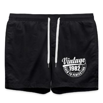 Cadeau d'anniversaire 1982, vintage 1982, rétro 1982 - Short de bain - noir - Devant - AI Model Male 185 light (185cm)