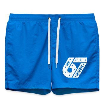 Six Seven 67 Vintage College Number Meme - Swim Trunks - cobalt blue - Front