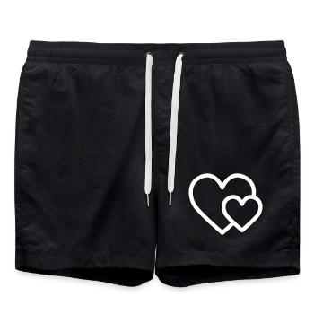 Petit cœur devant un grand cœur - Short de bain - noir - Devant - AI Model Male 185 light (185cm)