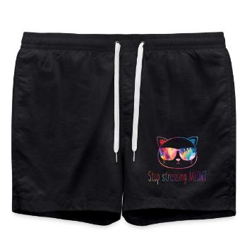 Stop stressing yourself out Meowt cat lovers - Swim Trunks - black - Front - AI Model Male 185 light (185cm)