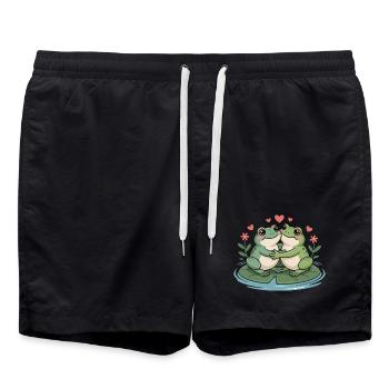Frosch Paar Valentinstag - Badeshorts - Schwarz - Vorne - AI Model Male 185 light (185cm)