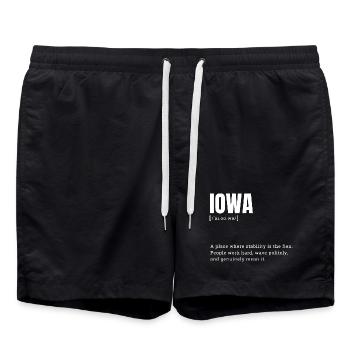 Iowa Bold Typography Statement - Swim Trunks - black - Front - AI Model Male 185 light (185cm)