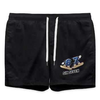 6 7 Six Seven Snowboard Meme - Swim Trunks - black - Front - AI Model Male 185 light (185cm)