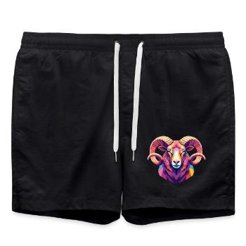 Tête de mouton : Drôle d’animal de ferme, cadeau - Short de bain - noir - Devant - AI Model Male 185 light (185cm)