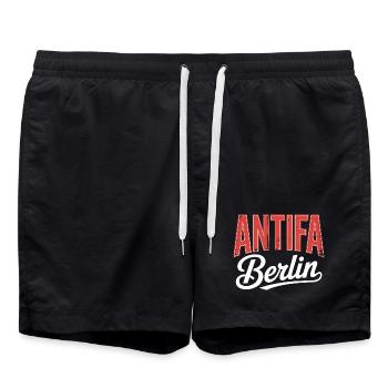 Antifa Berlin - T-shirt antifasciste - Short de bain - noir - Devant - AI Model Male 185 light (185cm)