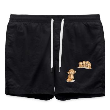 Baby Monkey Punch - Viral Sad Monkey - Swim Trunks - black - Front - AI Model Male 185 light (185cm)