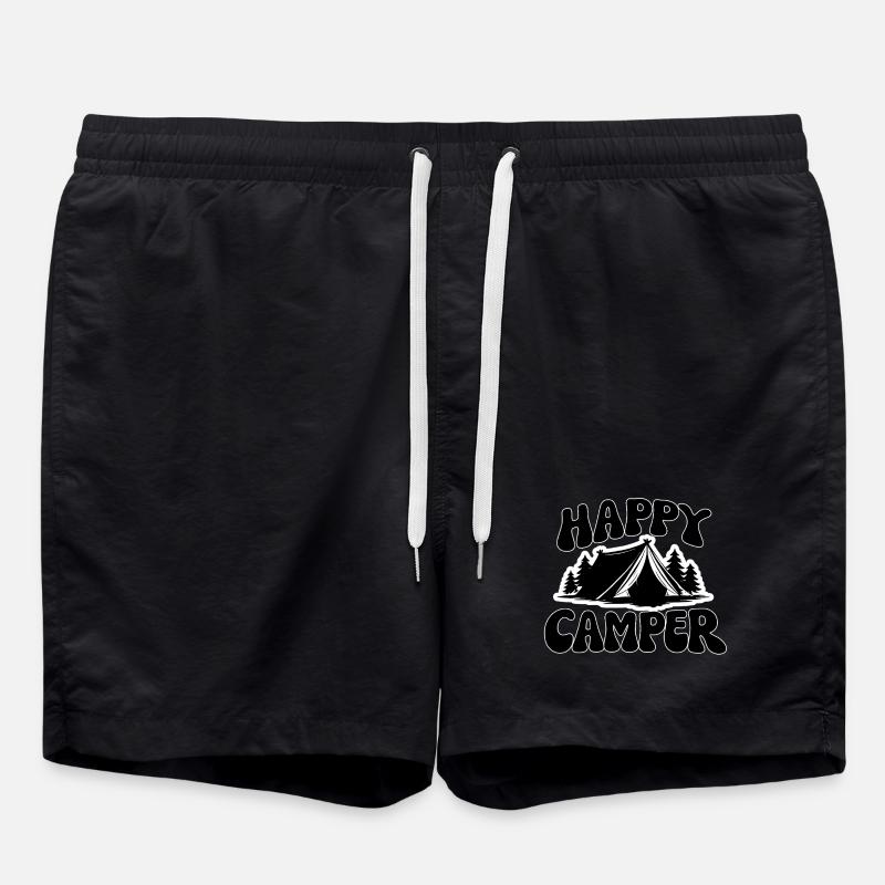 Graphique de tente campeuse joyeuse - Short de bain - noir