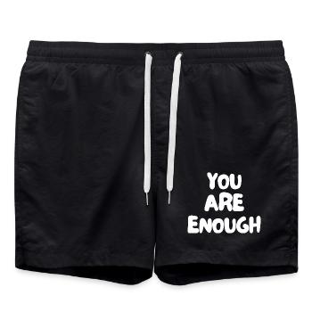 you are enough - Swim Trunks - black - Front - AI Model Male 185 light (185cm)