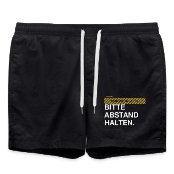 BITTE ABSTAND HALTEN Warnhinweis - Badeshorts - Schwarz - Vorne - AI Model Male 185 light (185cm)