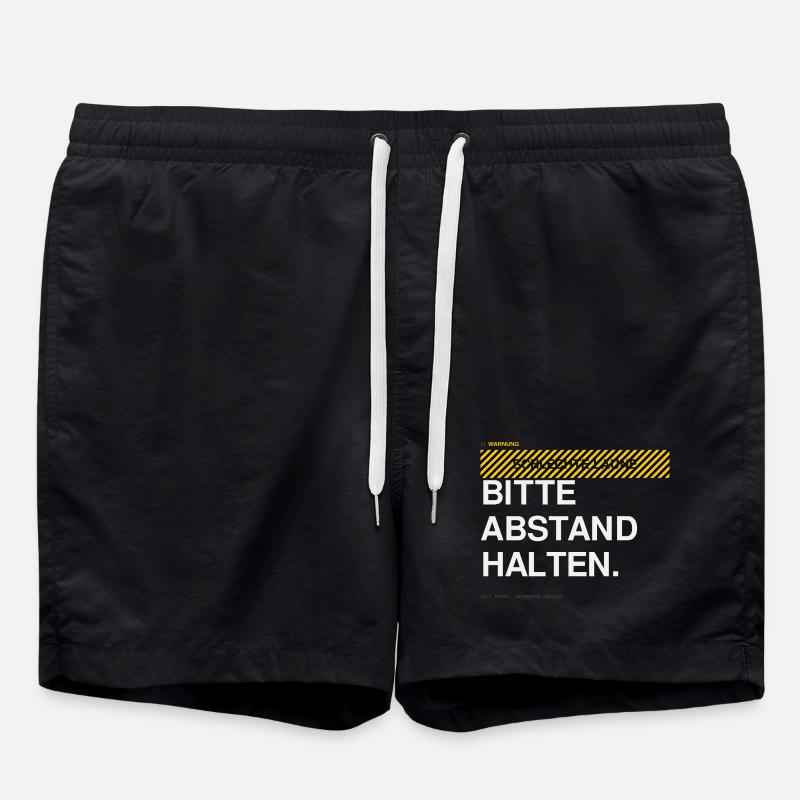 BITTE ABSTAND HALTEN Warnhinweis - Badeshorts - Schwarz