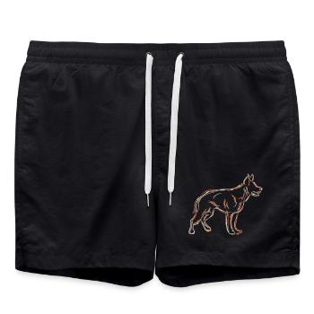 Schäferhund Zeichnung - Badeshorts - Schwarz - Vorne - AI Model Male 185 light (185cm)
