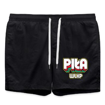 Piła Wlkp. name of the city in retro style - Swim Trunks - black - Front - AI Model Male 185 light (185cm)