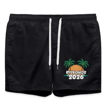 Mykonos 2026 - Badeshorts - Schwarz - Vorne - AI Model Male 185 light (185cm)