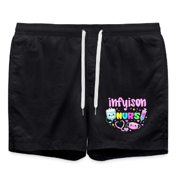 Nurse in Infusion Kawaii Caregiver Gift - Swim Trunks - black - Front - AI Model Male 185 light (185cm)