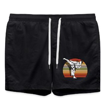 Retro Karate Fighter Martial Arts Kick Vintage - Short de bain - noir - Devant - AI Model Male 185 light (185cm)