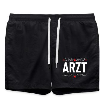 Arzt Beruf - Badeshorts - Schwarz - Vorne - AI Model Male 185 light (185cm)