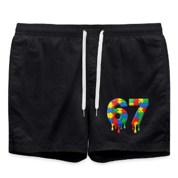 67th Birthday Awesome Since 1959 Legend Born - Swim Trunks - black - Front - AI Model Male 185 light (185cm)