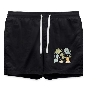 Niedliche Dinosaurier Kinder Design - Badeshorts - Schwarz - Vorne - AI Model Male 185 light (185cm)