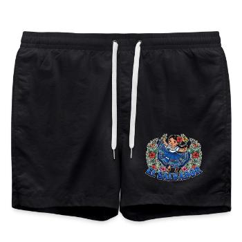 Drapeau salvadorien Fille Salvadorienne Traditionnel - Short de bain - noir - Devant - AI Model Male 185 light (185cm)