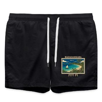 Madagaskar Nosy Be Vintage Reisemarke - Badeshorts - Schwarz - Vorne - AI Model Male 185 light (185cm)