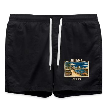 Ghana Accra Vintage Travel Brand - Swim Trunks - black - Front - AI Model Male 185 light (185cm)