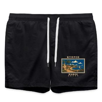 Zypern Paphos Vintage Reisemarke - Badeshorts - Schwarz - Vorne - AI Model Male 185 light (185cm)