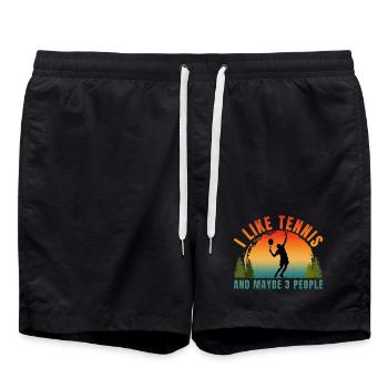 I LIKE TENNIS AND MAYBE 3 PEOPLE  - Swim Trunks - black - Front - AI Model Male 185 light (185cm)