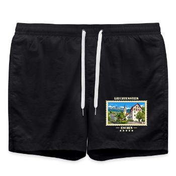 Liechtenstein Eschen Vintage Reisemarke - Badeshorts - Schwarz - Vorne - AI Model Male 185 light (185cm)