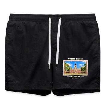 Vereinigte Staaten Philadelphia Vintage Reisemarke - Badeshorts - Schwarz - Vorne - AI Model Male 185 light (185cm)