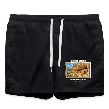 Vereinigte Staaten Mesa Verde Vintage Reisemarke - Badeshorts - Schwarz - Vorne - AI Model Male 185 light (185cm)