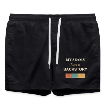 Meine Nähte haben eine Hintergrundgeschichte - Badeshorts - Schwarz - Vorne - AI Model Male 185 light (185cm)